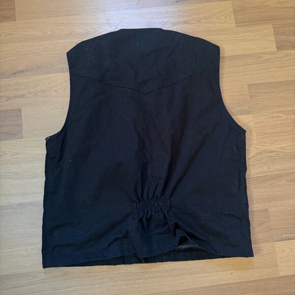 Men's Wyoming Traders Black Canvas Bronco Western Button Up Vest Sz XL Tall XLT - Picture 5 of 8